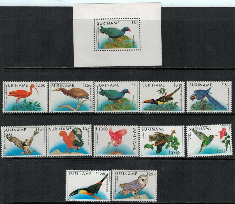 Surinam 1985-1995 SC 724-735,725a Birds MNH Set SCV $168.00