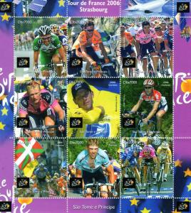 Sao Tome & Principe 2006 TOUR DE FRANCE CYCLING Sheet Perforated Mint (NH)