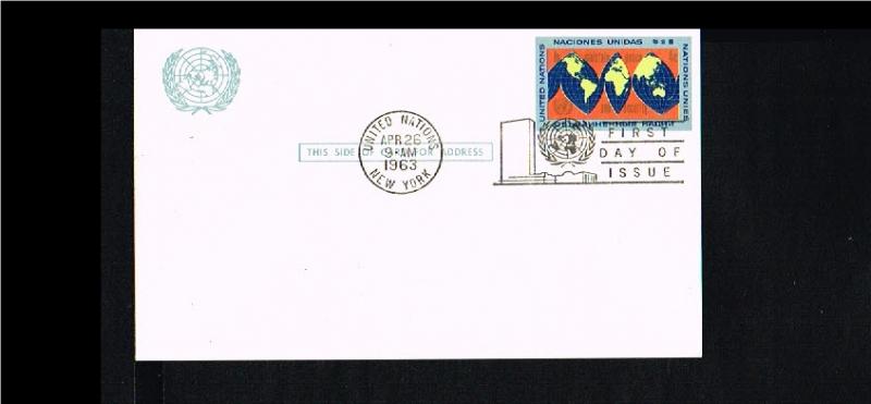 1963 - VN/UNO New York Pre-stamped card FDC - Transport - Airmail - 4c [GJ078]