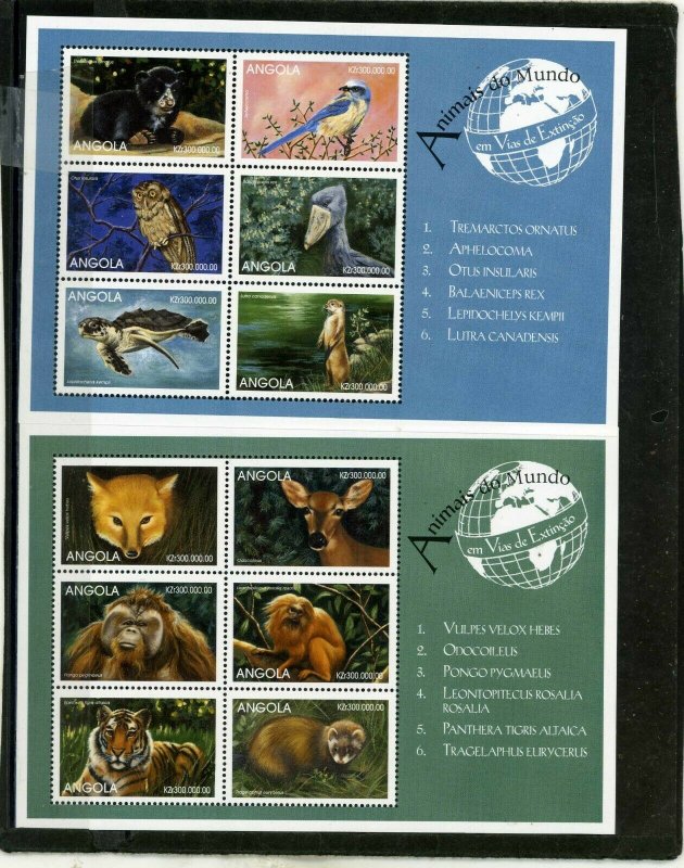 ANGOLA 1999 Sc#1063-1064 FAUNA WILDLIFE 2 SHEETS OF 6 STAMPS MNH