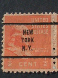 ​UNITED STATES-1938 SC#803c -ERROR-? 84 YEARS OLD-FRANKLIN-RARE PRECANCEL VF