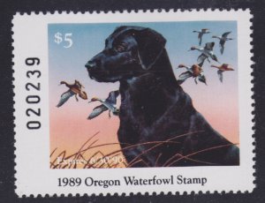State Hunting/Fishing Revenues - OR - 1989 Duck Stamp - OR-7 - MNH