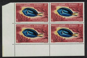 New Caledonia Palette Surgeonfish 27f Corner Block of 4 1964 MNH SG#386