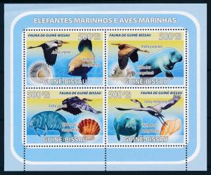 [96473] Guinea Bissau 2008 Marine Life Manatee Seashells Birds Sheet MNH