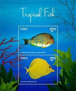 Tuvalu 2015 - Marine Life, Fish - Souvenir Stamp Sheet - MNH