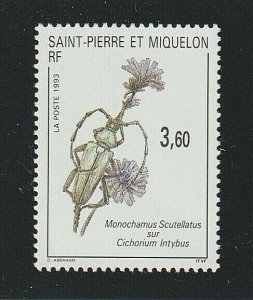 EDSROOM-7785 St-Pierre et Miquelon 388 H 1993 Complete Beetle and Flower