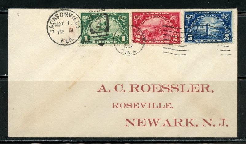 UNITED STATES HUGENOT WALLON SC#614/16 ROESSLER FDC CANCELED  JACKSONVILLE FLA