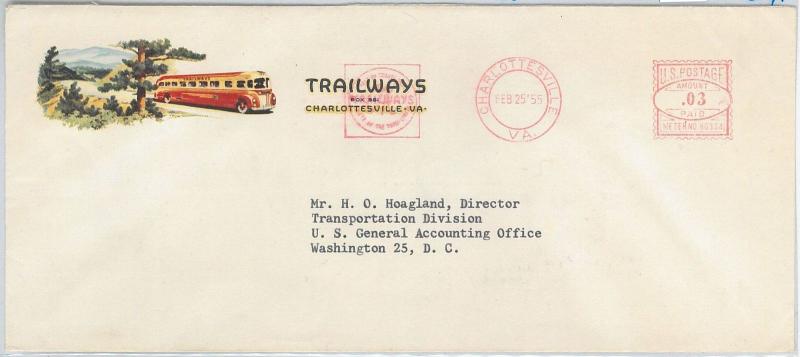 65120 - USA - POSTAL HISTORY - Mechanical postmark 1955 - AUTO busses TRAILWAYS