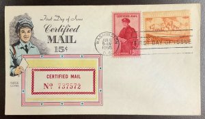 FA1 Fluegel cachet Certified Mail, Postman FDC 1955