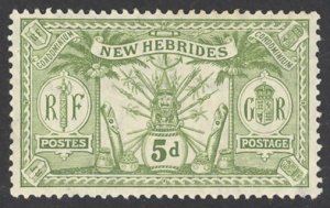 New Hebrides, British Sc# 21 MH 1911 5p Native Idols
