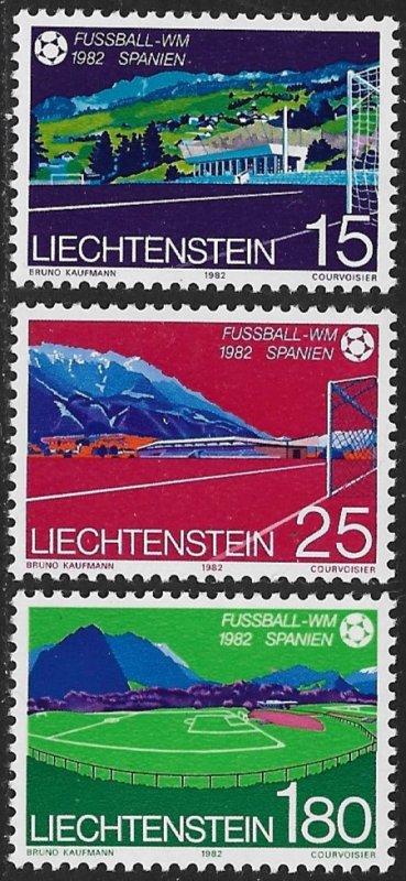 LIECHTENSTEIN 1982 WORLD CUP SOCCER Set Sc 737-739 MNH