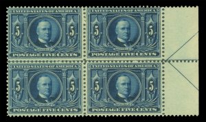US 1904 Lousiana Purchase Expo.  McKINLEY 5c blue Sc# 326 mint NH blk4 w/arrow