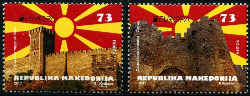 HERRICKSTAMP NEW ISSUES MACEDONIA Sc.# 745-46 Europa 2017 Castles