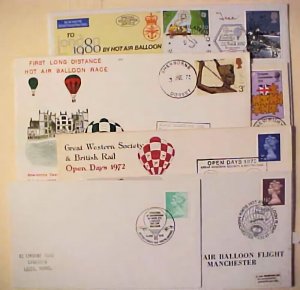 GREAT BRITAIN BALLOON FLIGHTS 1972 / 1980 6 DIFF