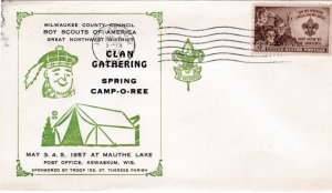 Scout Cachets #1549 Milwaukee Council Clan Gathering 1957 - Levy 57-12