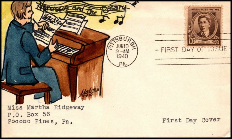 Scott 883 10 Cents Nevin Melissa Fox Hand Painted FDC Add On Unique?