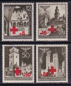 Poland 1940 Sc NB1-4 General Government Semi-postal Occupation WW 2 Stamp MH