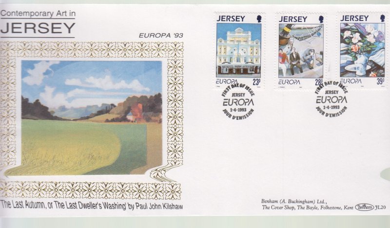 Jersey 1993 Contempary Art on Benham Silk FDC