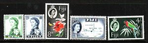 Fiji-Sc#163//173- id9-five unused hinged from the  QEII set-1959-63-