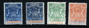 RHODESIA 1893-4 Part Set Thin Wove Paper P14 SG 18, 19, 20 & 23 MINT