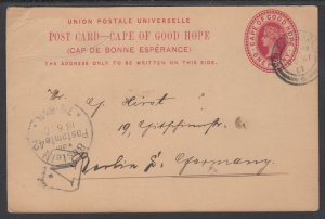 Cape of Good Hope H&G 15 used 1901 1p Postal Card, PORT ELIZABETH to BERLIN