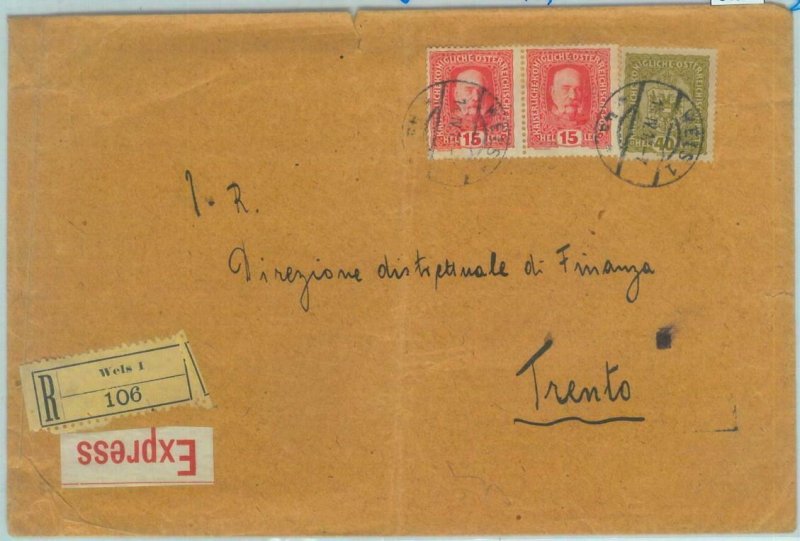 84041 -  AUSTRIA  - POSTAL HISTORY -  Large EXPRESS COVER  to TRENTO 1917