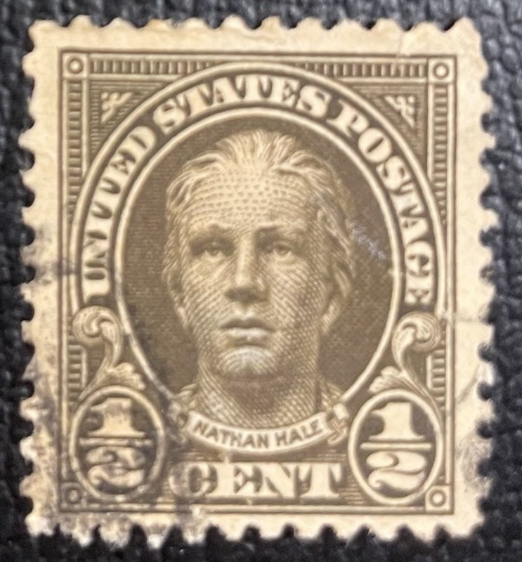 US #551 Used F/VF (P11) - 1/2c Nathan Hale 1925 [US44.3.2]