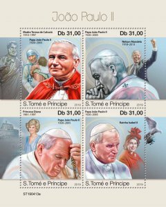 Sao Tome & Principe 2019 MNH Pope John Paul II Stamps Mandela Religion 4v M/S