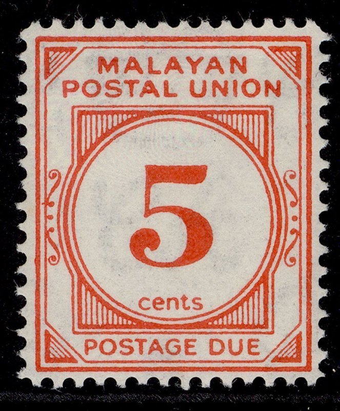 MALAYSIA - Malayan Postal Union GVI SG D18, 5c vermilion, LH MINT. Cat £48.