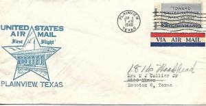 First Airmail Flight Plainview - Lubbock Texas January 5 1948 AAMC#64N22