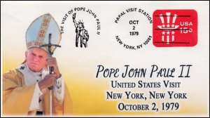 AO-U581, 1979, Pope John Paul II, Visit to US, Add-on Cover (2018), New York NY,