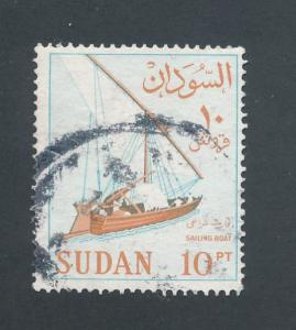 Sudan 1962 Scott  156 used - 10p, Sailboat