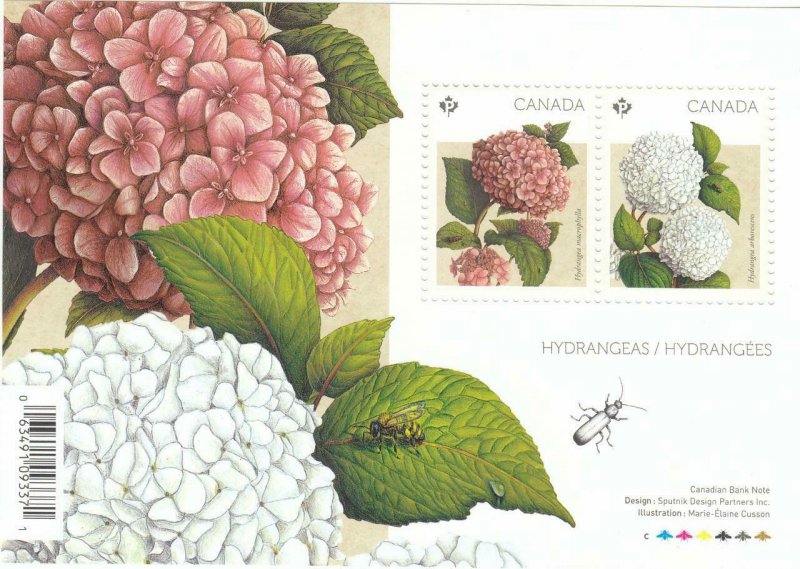 CANADA # 2896 VF-MNH HYDRANGEAS S/SHEET POST OFFICE FRESH