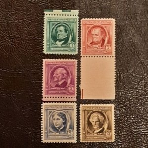 US Scott 859-863; Five Amer. Authors from 1940; MNH, og; F/VF centering