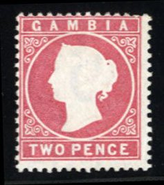 Gambia #7 Cat$67.50, 1880 2p rose, unused without gum