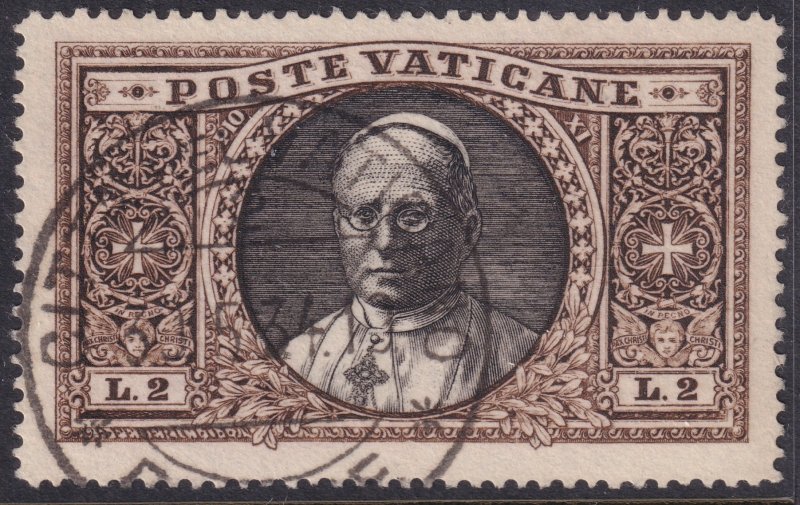 Sc# 30 Vatican 1933 Pope Pius XI 2.l issue used CV $37.50