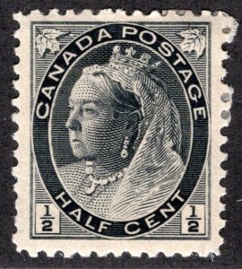 74, 1/2c Queen Victoria Numeral Issue, MLHOG, F/VF, Canada Postage Stamp