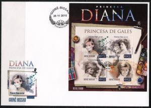 GUINEA BISSAU 2016  DIANA, PRINCESS OF WALES, SHEET FIRST DAY COVER