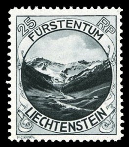 Liechtenstein #98a Cat$350, 1930 25rp black, perf. 11 1/2, never hinged