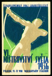 Czechoslovakia Stamps 1936 Olympic Archery Label