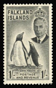 Falkland Islands #115 Cat$24, 1952 1sh black, hinged