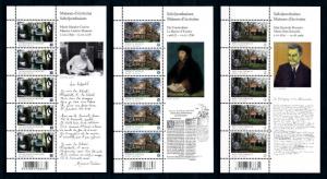 [77046] Belgium Belgien 2011 Houses of Famous Writers Erasmus 3 Mini Sheets MNH