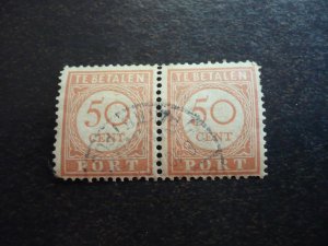 Stamps - Netherlands Indies - Scott# J38- Used Part Set of 1 Pair