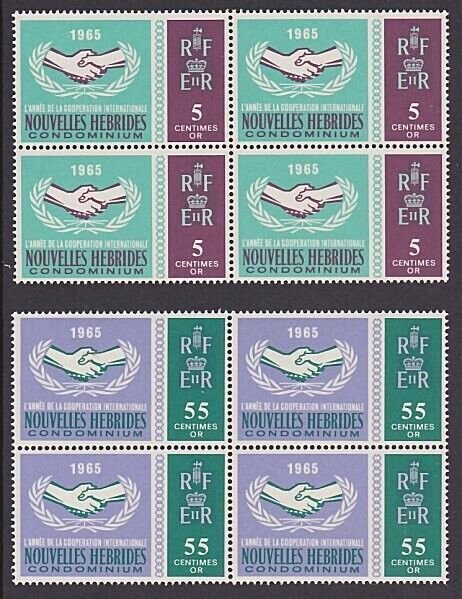 NEW HEBRIDES (French) 1965 ICY set blks of 4 MNH...........................A4701 