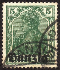 1920, Danzig, 5pfg, Used, Sc 1, Mi 1