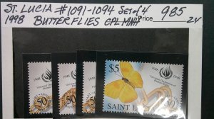 St. Lucia 1998 Scott# 1091-1094 complete MNH XF set of 4 Butterflies