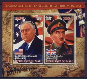 Mali - 6 MNH sheets Leaders and generals of Allied coalition during World War II