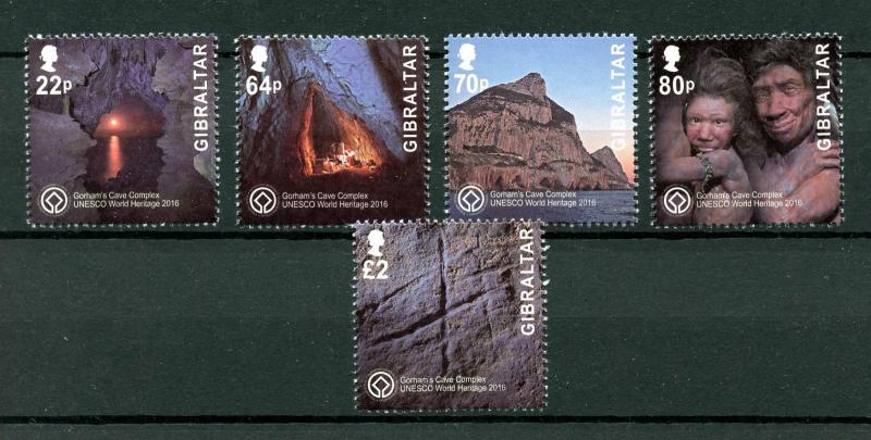 Gibraltar 2016 MNH UNESCO Gorhams Cave Complex 5v Set Mountains Tourism Stamps