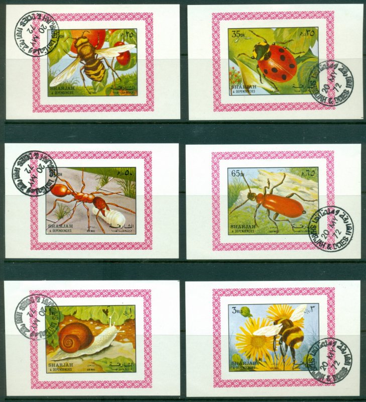 Sharjah 1972 Mi#1204-1209 Insects, Invertebrates 6xDLMS CTO