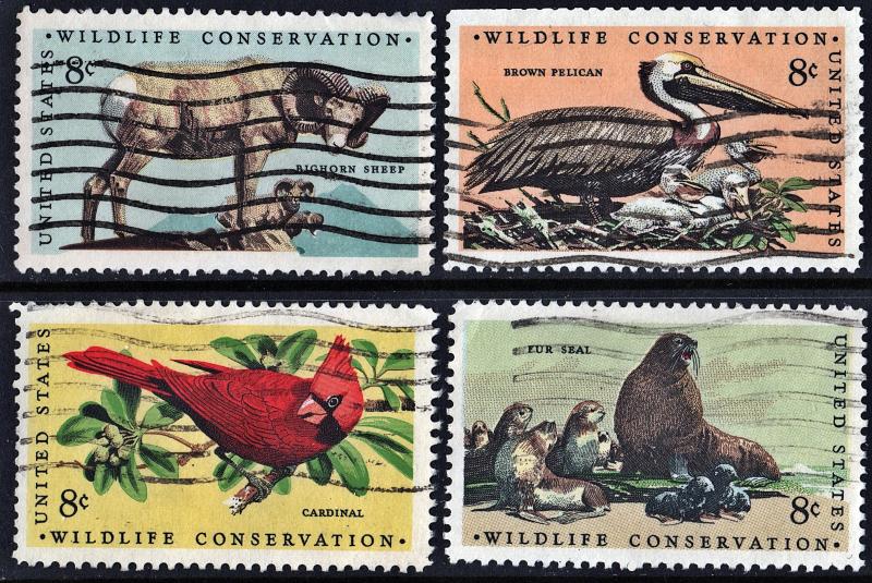 SC#1464-67 8¢ Wildlife Conservation Singles (1972) Used